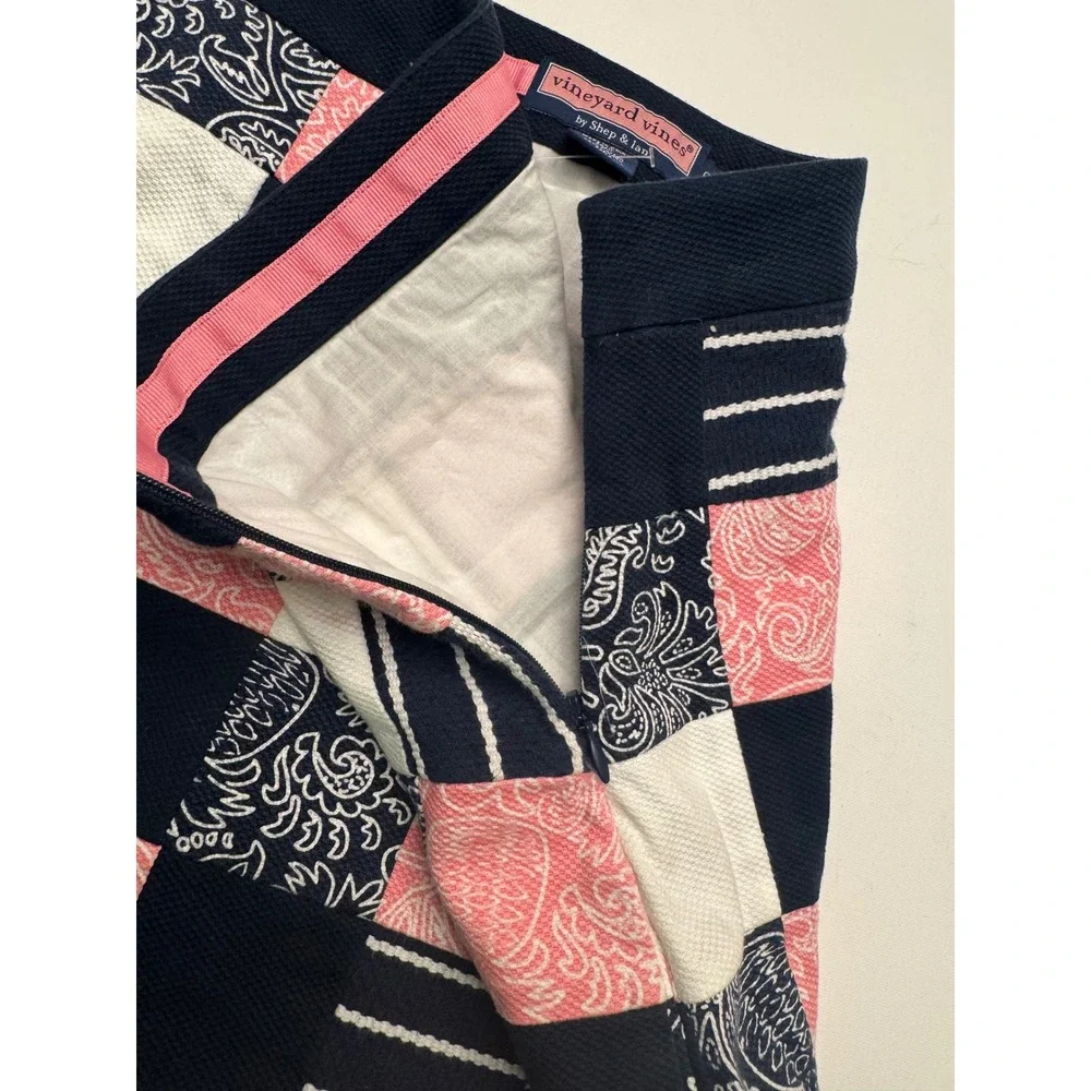 Vineyard Vines Patchwork Mini Skirt Pink Navy White Preppy‎ Size 6